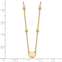14K Yellow Gold Polished Heart Pendant Necklace with Diamond-cut Beads - 17.5" Length Plus 2" Extender by 0