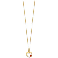 14K Yellow Gold Polished Heart Pendant Necklace with Red and Black Enamel Ladybug - 15.5" with 0.75" Extender by 0