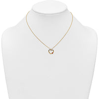 14K Yellow Gold Polished Heart Pendant Necklace with Red and Black Enamel Ladybug - 15.5" with 0.75" Extender by 0