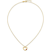 14K Yellow Gold Polished Heart Pendant Necklace with Red and Black Enamel Ladybug - 15.5" with 0.75" Extender by 0