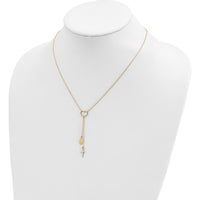14K Yellow Gold Polished Heart Pendant with Dangle Cross and Miraculous Medal 17" Y-Necklace by 0