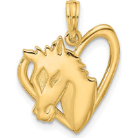 14K Yellow Gold Polished Heart Pendant with Horse Design by Oro Pregiato