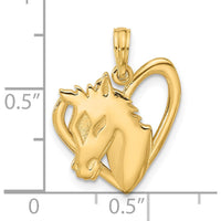 14K Yellow Gold Polished Heart Pendant with Horse Design by Oro Pregiato