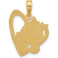 14K Yellow Gold Polished Heart Pendant with Horse Design by Oro Pregiato