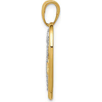 14K Yellow Gold Polished Heart Pendant with Rhodium Accents by Oro Pregiato