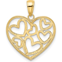 14K Yellow Gold Polished Heart Pendant with Rhodium Accents by Oro Pregiato