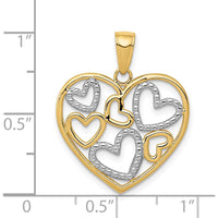 14K Yellow Gold Polished Heart Pendant with Rhodium Accents by Oro Pregiato