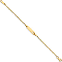 14K Yellow Gold Polished Heart Plate Child ID Bracelet - 6" Cable Chain with Lobster Clasp by Oro Pregiato
