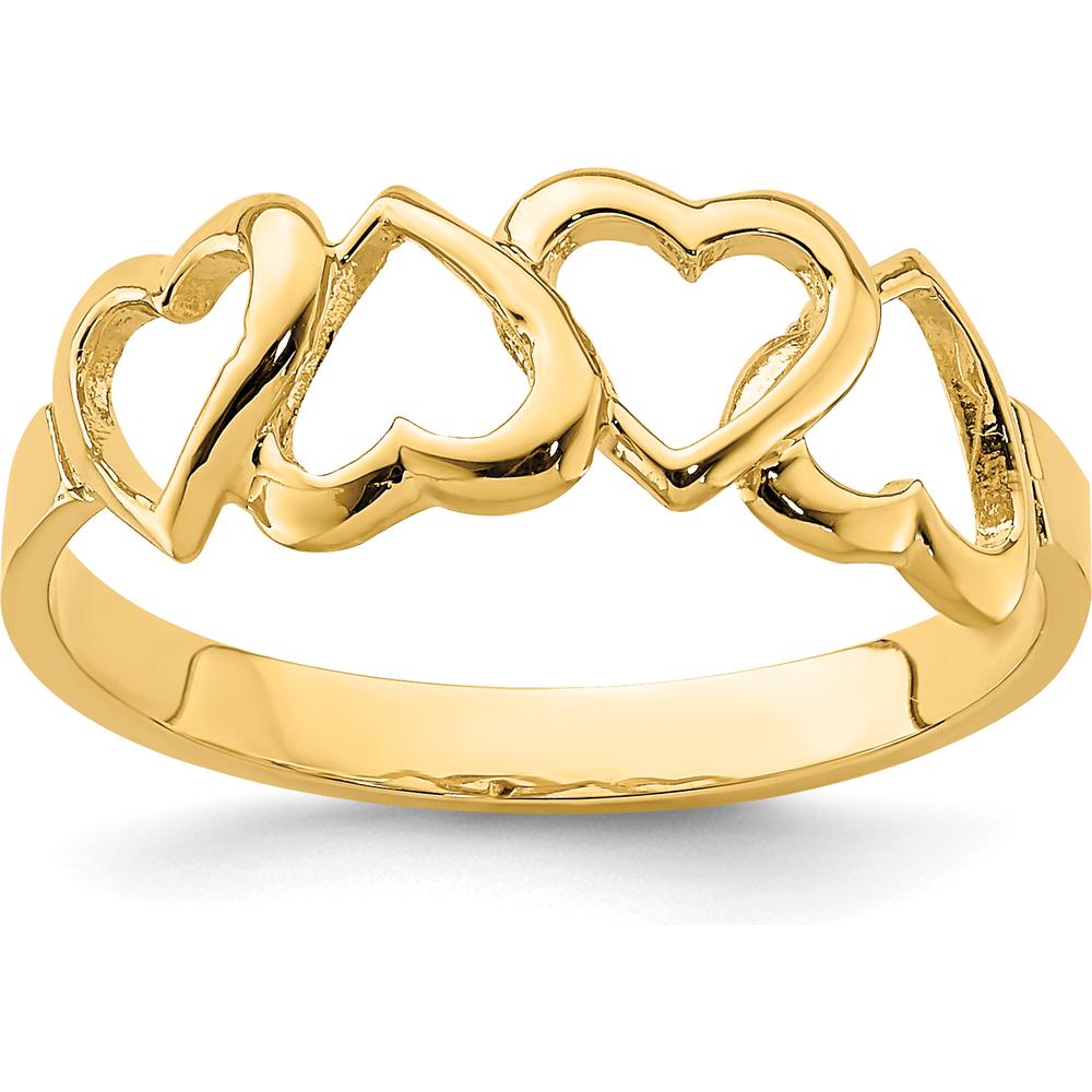 14K Yellow Gold Polished Heart Ring - Elegant Love-Themed Band by Oro Pregiato