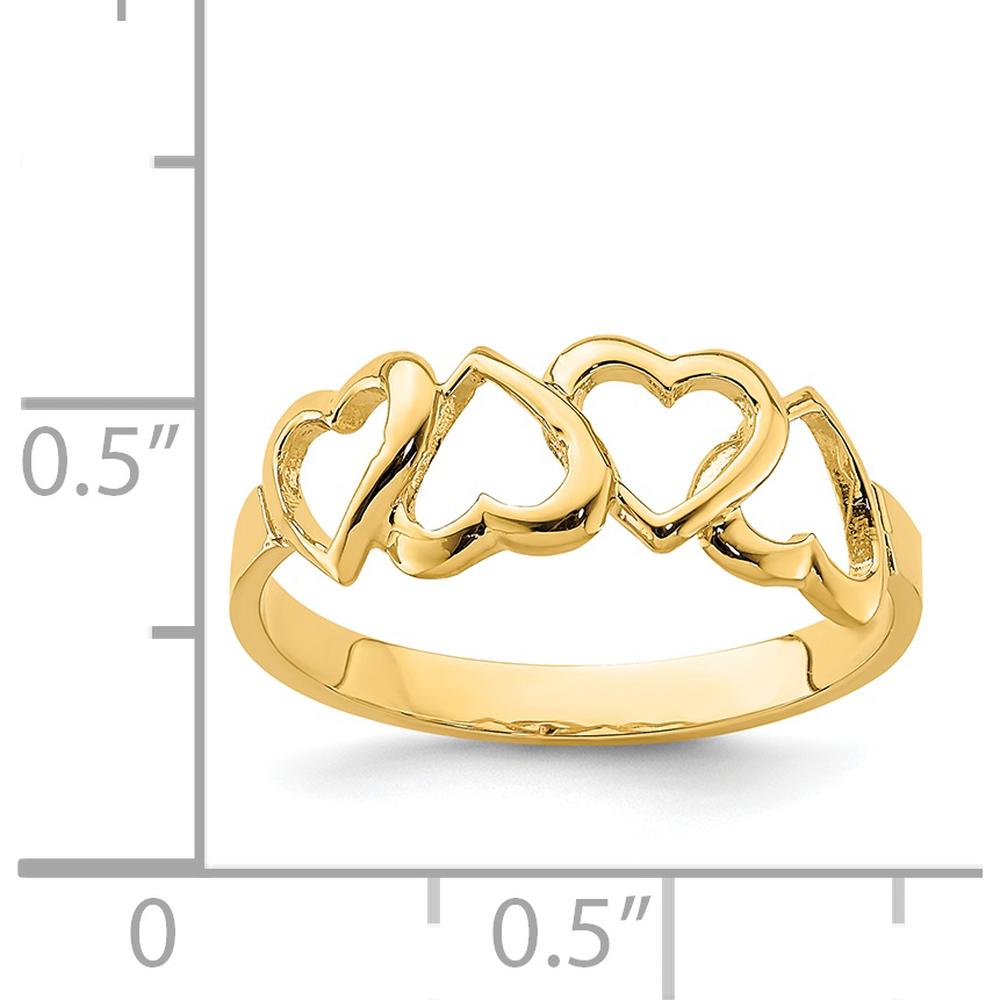 14K Yellow Gold Polished Heart Ring - Elegant Love-Themed Band by Oro Pregiato