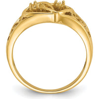 14K Yellow Gold Polished Heart Ring Mounting - Customizable for Diamonds or Gemstones by Oro Pregiato