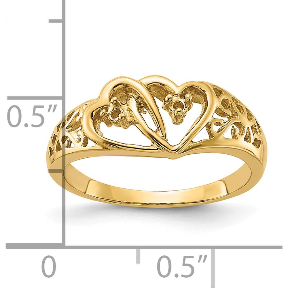 14K Yellow Gold Polished Heart Ring Mounting - Customizable for Diamonds or Gemstones by Oro Pregiato