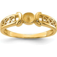 14K Yellow Gold Polished Heart Ring Mounting for 5.5mm Center Stone - Tapered Band Design by Oro Pregiato