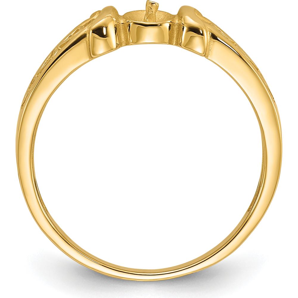 14K Yellow Gold Polished Heart Ring Mounting for 5.5mm Center Stone - Tapered Band Design by Oro Pregiato