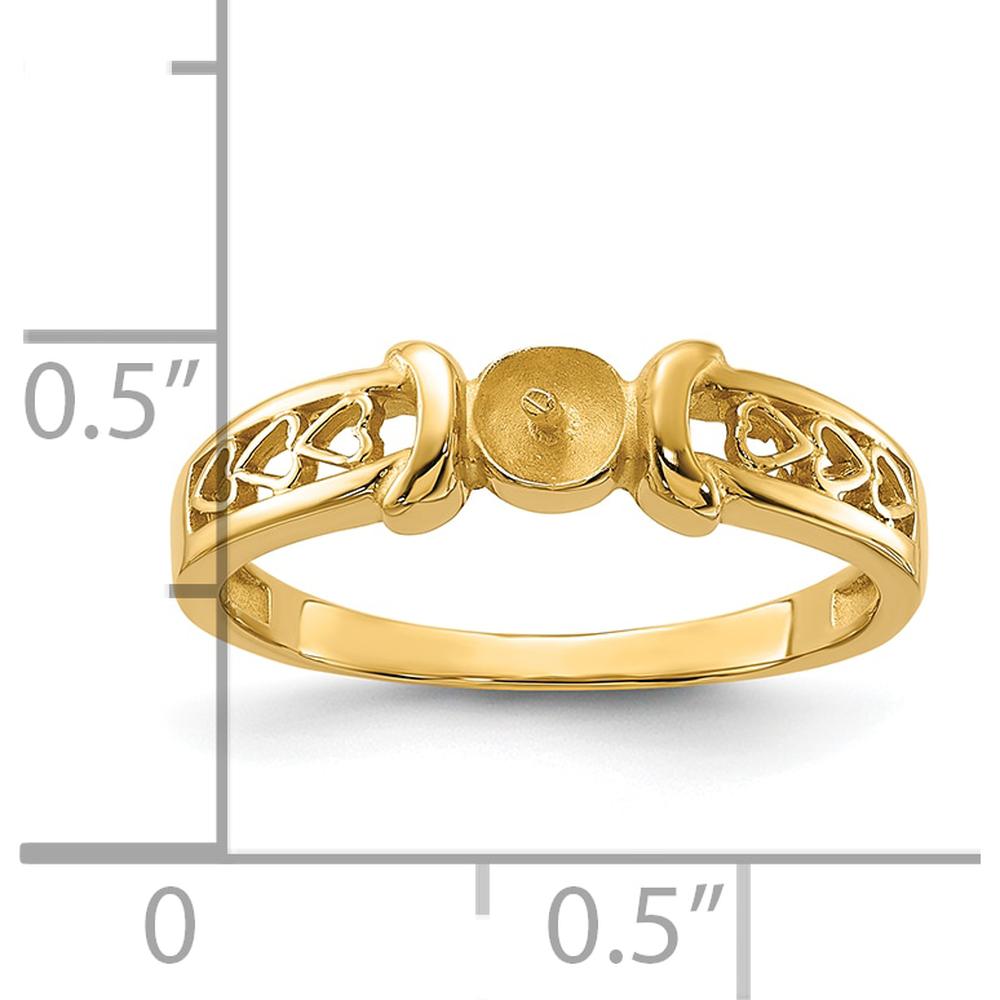 14K Yellow Gold Polished Heart Ring Mounting for 5.5mm Center Stone - Tapered Band Design by Oro Pregiato