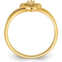 14K Yellow Gold Polished Heart Ring Mounting for Custom Gemstones - 2mm Band Width by Oro Pregiato