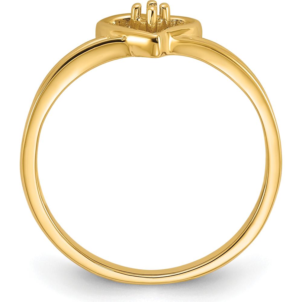 14K Yellow Gold Polished Heart Ring Mounting for Custom Gemstones - 2mm Band Width by Oro Pregiato