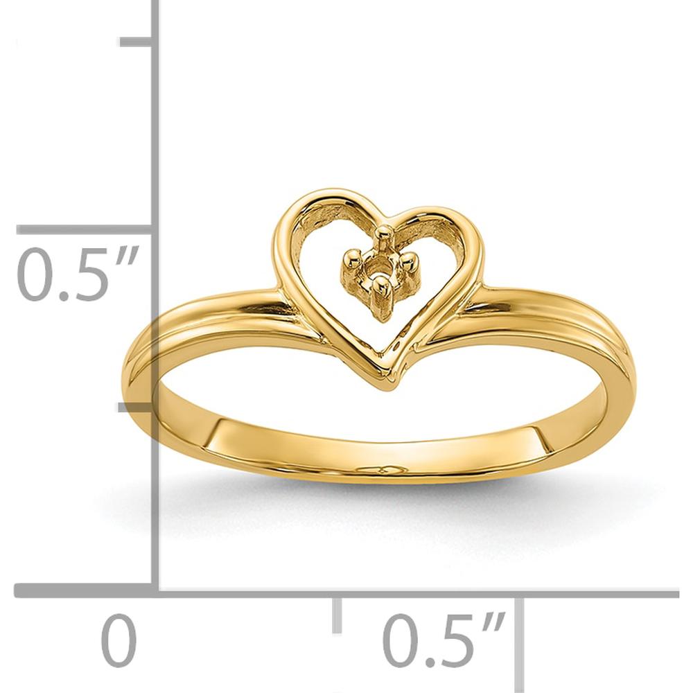 14K Yellow Gold Polished Heart Ring Mounting for Custom Gemstones - 2mm Band Width by Oro Pregiato