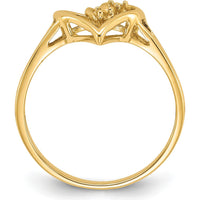14K Yellow Gold Polished Heart Ring Mounting with 0.03 Carat Diamond Space by Oro Pregiato