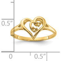14K Yellow Gold Polished Heart Ring Mounting with 0.03 Carat Diamond Space by Oro Pregiato