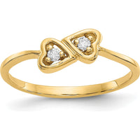14K Yellow Gold Polished Heart Ring with 2 Round Diamonds - 0.05 Carat Total Diamond Weight by Monteluci Fine Jewelry
