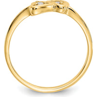 14K Yellow Gold Polished Heart Ring with 2 Round Diamonds - 0.05 Carat Total Diamond Weight by Monteluci Fine Jewelry