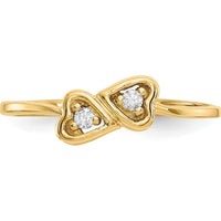 14K Yellow Gold Polished Heart Ring with 2 Round Diamonds - 0.05 Carat Total Diamond Weight by Monteluci Fine Jewelry