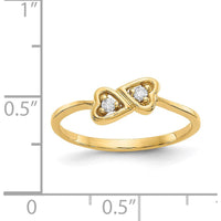 14K Yellow Gold Polished Heart Ring with 2 Round Diamonds - 0.05 Carat Total Diamond Weight by Monteluci Fine Jewelry