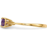14K Yellow Gold Polished Heart-Shaped Amethyst Bow Ring - 2 x 0.5 Carat Amethyst by Oro Pregiato