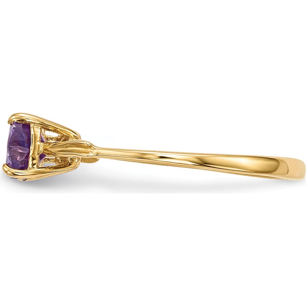 14K Yellow Gold Polished Heart-Shaped Amethyst Bow Ring - 2 x 0.5 Carat Amethyst by Oro Pregiato