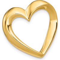 14K Yellow Gold Polished Heart Slide Pendant for Omega Chains - Fits up to 6mm Fancy Omega by 0