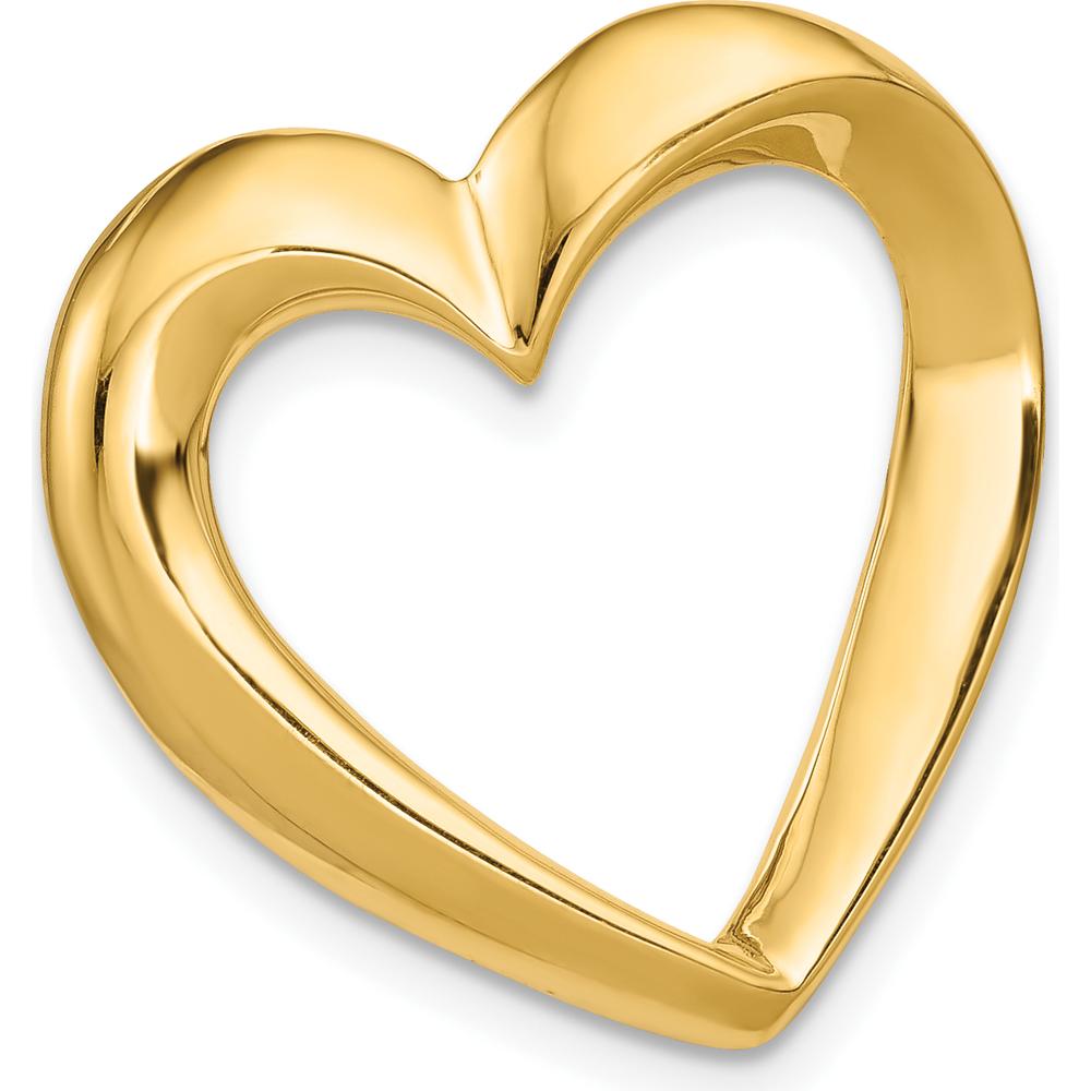 14K Yellow Gold Polished Heart Slide Pendant for Omega Chains - Fits up to 6mm Fancy Omega by 0