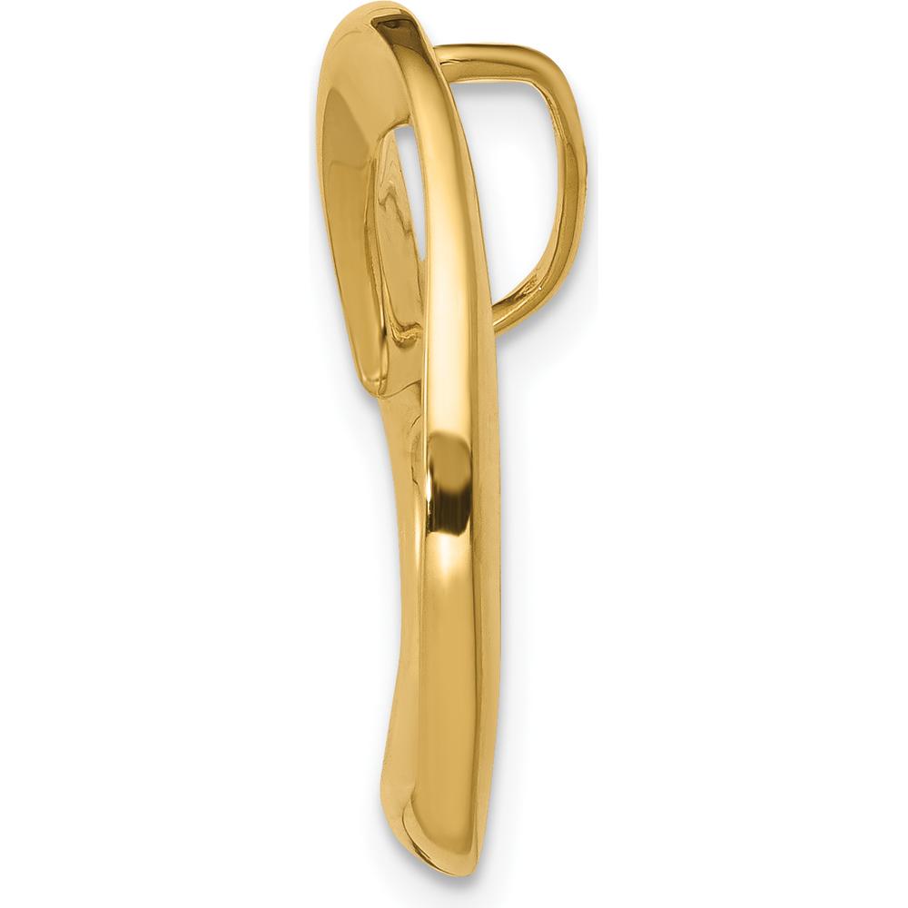 14K Yellow Gold Polished Heart Slide Pendant for Omega Chains - Fits up to 6mm Fancy Omega by 0