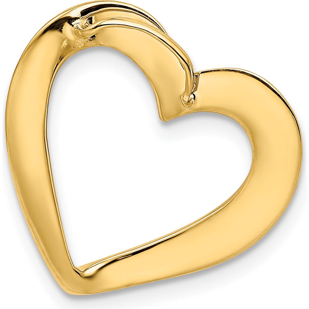 14K Yellow Gold Polished Heart Slide Pendant for Omega Chains - Fits up to 6mm Fancy Omega by 0