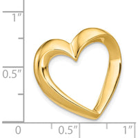 14K Yellow Gold Polished Heart Slide Pendant for Omega Chains - Fits up to 6mm Fancy Omega by 0