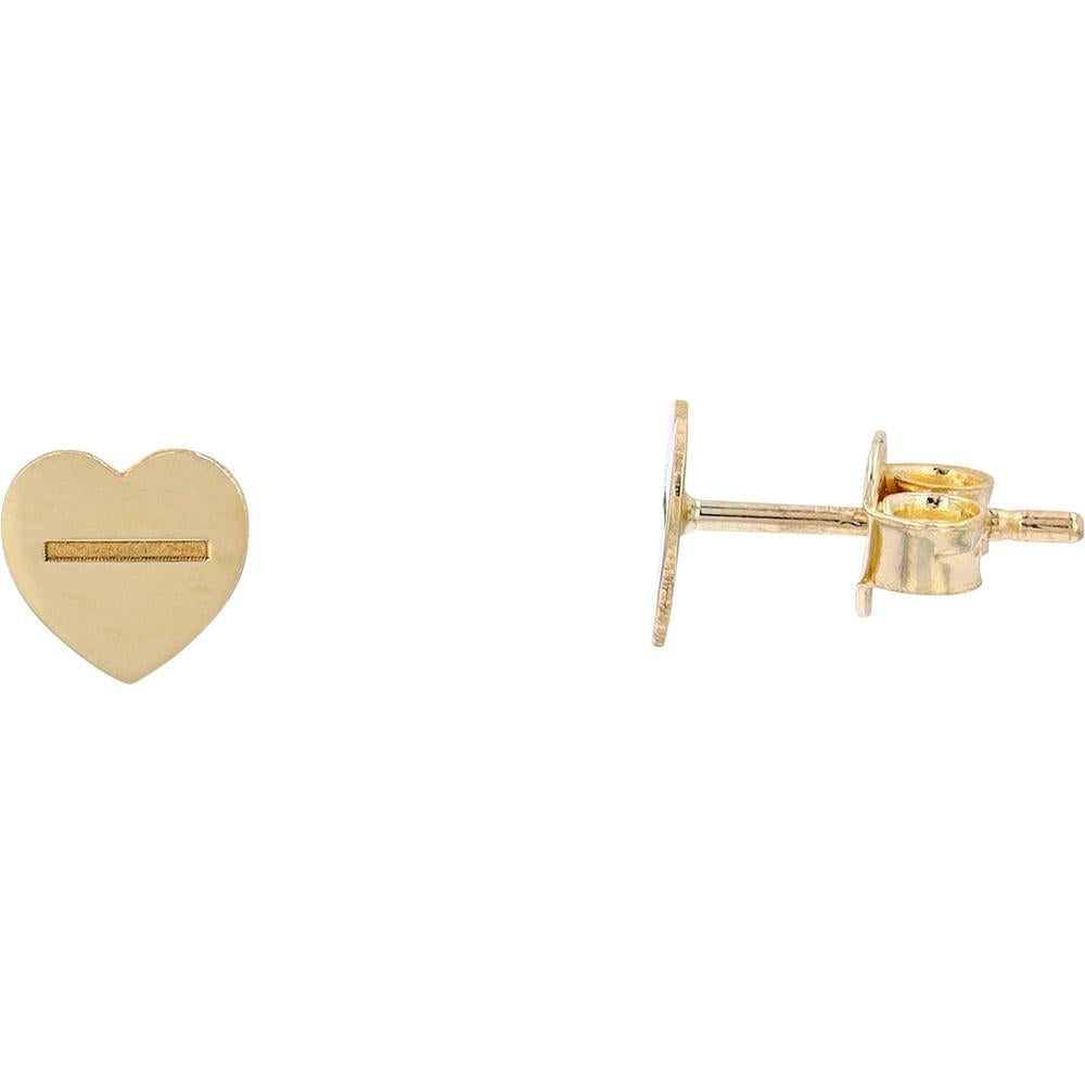 14K Yellow Gold Polished Heart Stud Earrings