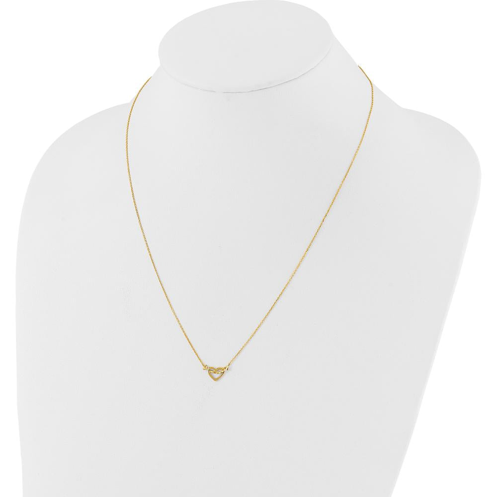 14K Yellow Gold Polished Heart with Arrow Pendant Necklace - 18" with 2" Extender by 0