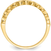 14K Yellow Gold Polished Hearts Ring with Tapered Band - Elegant Heart Motif Design by Oro Pregiato