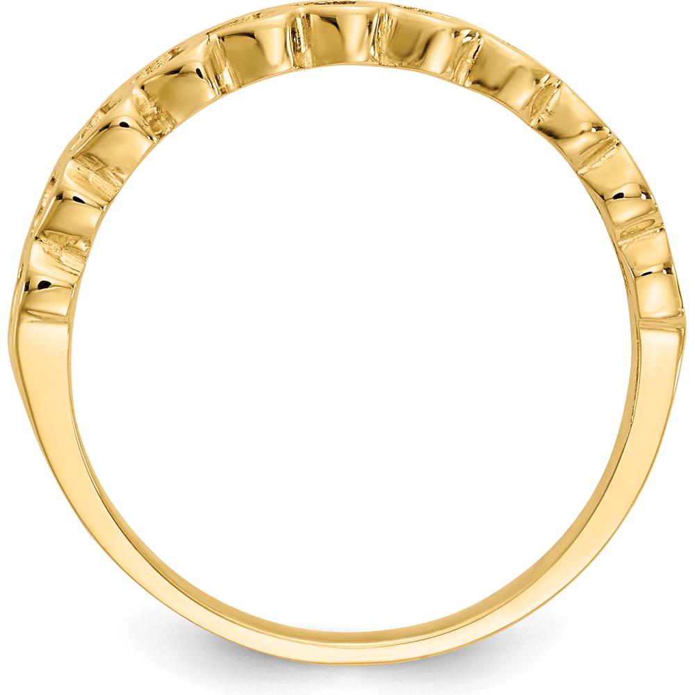 14K Yellow Gold Polished Hearts Ring with Tapered Band - Elegant Heart Motif Design by Oro Pregiato