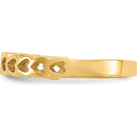 14K Yellow Gold Polished Hearts Ring with Tapered Band - Elegant Heart Motif Design by Oro Pregiato