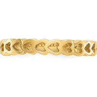 14K Yellow Gold Polished Hearts Ring with Tapered Band - Elegant Heart Motif Design by Oro Pregiato