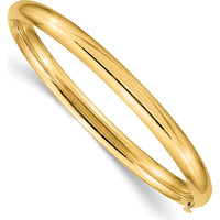 14K Yellow Gold Polished Hinged Baby Bangle with Safety Bar - 5mm Width by Oro Pregiato