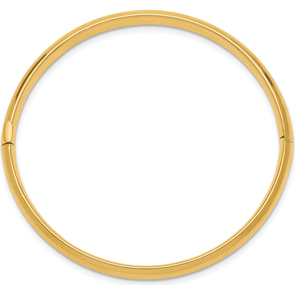14K Yellow Gold Polished Hinged Baby Bangle with Safety Bar - 5mm Width by Oro Pregiato
