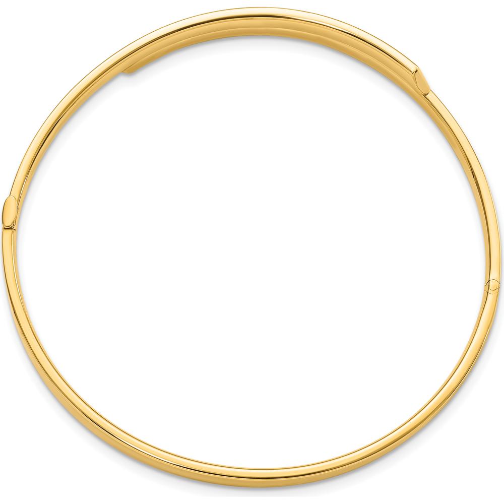 14K Yellow Gold Polished Hinged Bypass Bangle Bracelet - 7.4mm Width by Oro Pregiato