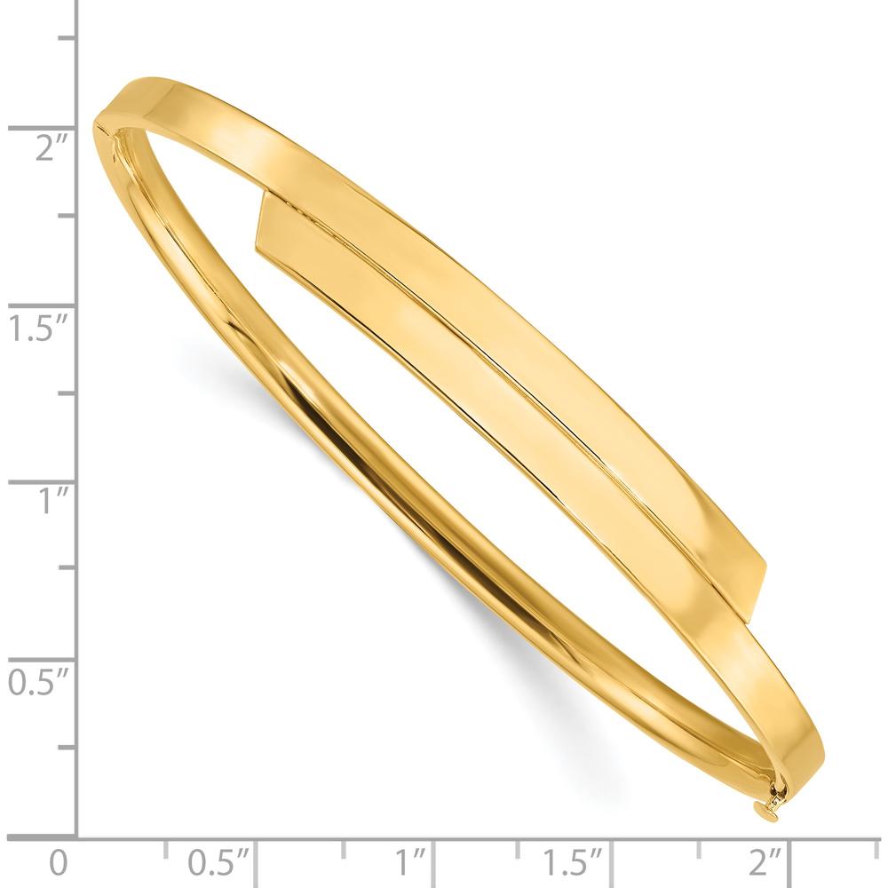 14K Yellow Gold Polished Hinged Bypass Bangle Bracelet - 7.4mm Width by Oro Pregiato