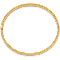 14K Yellow Gold Polished Hinged Diamond-Cut Bangle for Children - 5mm Width by Oro Pregiato