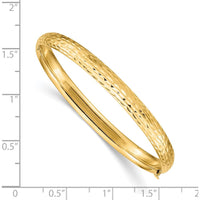 14K Yellow Gold Polished Hinged Diamond-Cut Bangle for Children - 5mm Width by Oro Pregiato