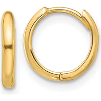 14K Yellow Gold Polished Hinged Hoop Earrings - 10mm Diameter by Oro Pregiato