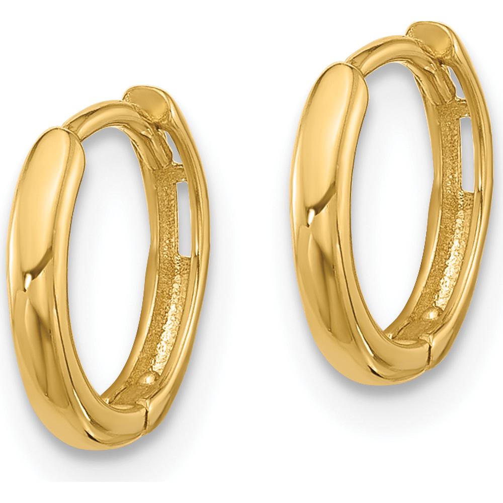 14K Yellow Gold Polished Hinged Hoop Earrings - 10mm Diameter by Oro Pregiato