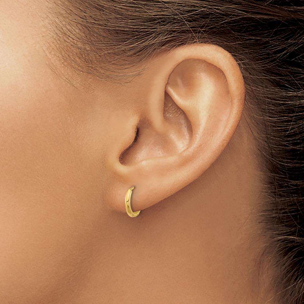 14K Yellow Gold Polished Hinged Hoop Earrings - 10mm Diameter by Oro Pregiato
